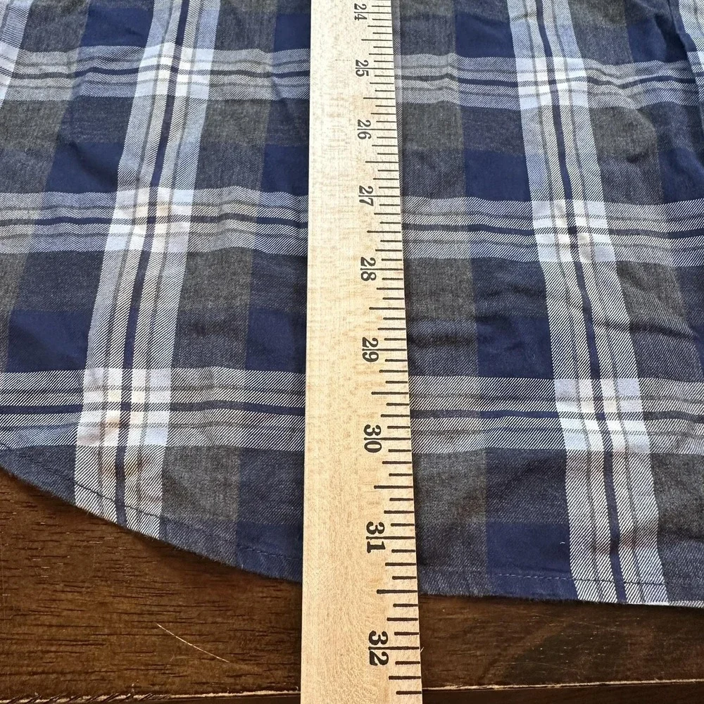 Peter Millar Shirt Mens XL Blue Gray‎ Plaid Button Down Long Sleeve Cotton